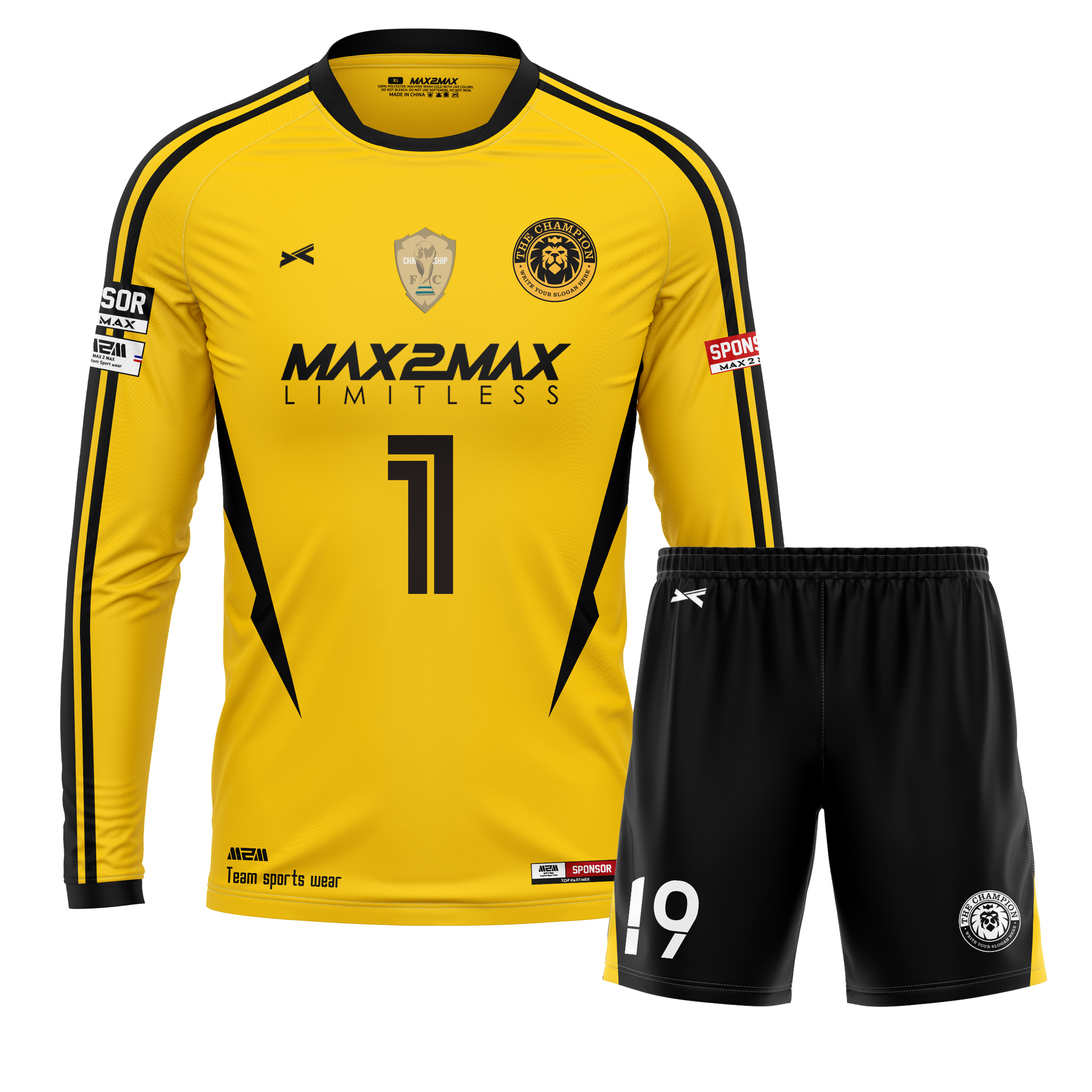 オリジナル長袖サッカーユニフォーム | 追加料金0円 Max2max