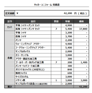 230331_TAJIMA MINAMI SOCCER SCHOOL GK1ST_GK2ND_サッカー見積書