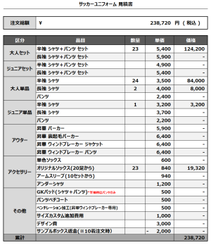 241219_UNAGI FC_FP1st/2nd_GK1st/2nd_サッカー見積書