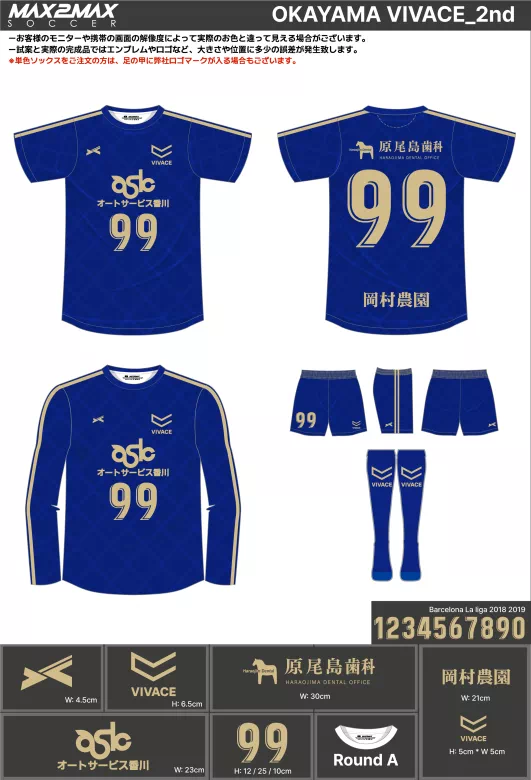 サッカーユニフォーム 作成例 –OKAYAMA VIVACE_2nd.webp